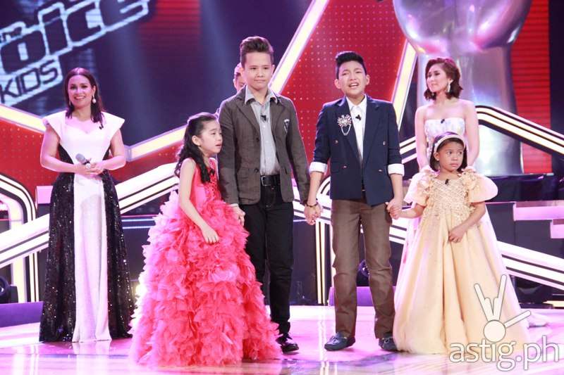 Darlene, Juan Karlos, Darren, and Lyca with their coaches before the announcement of the grand champion