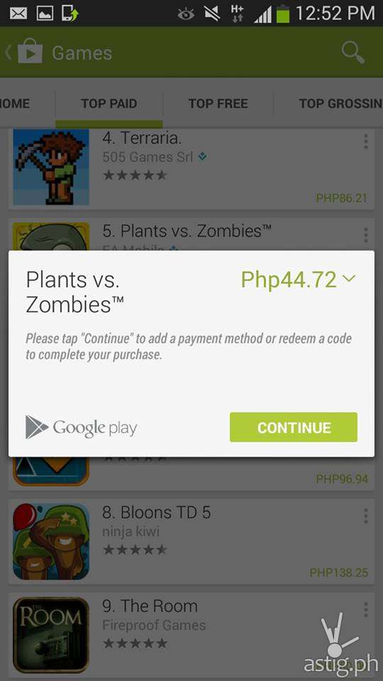 Step 1: Select the application you wish to install and purchase