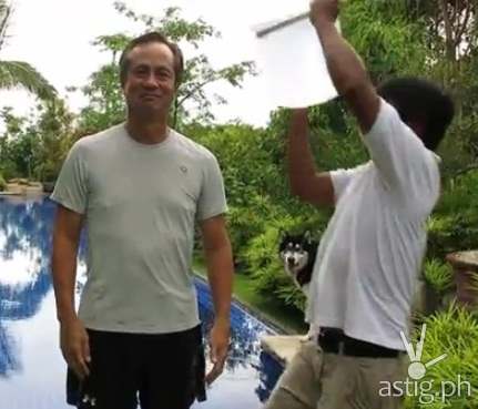 ABS-CBN chairman Eugenio 'Gabby' Lopez III accepts the ice bucket challenge