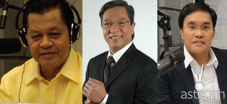 DZMM anchors Kabayan Noli De Castro, Ted Failon, and Gerry Baja