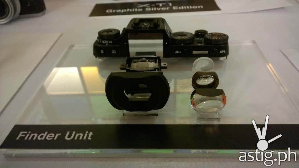 A closer look at the finder unit of the Fujifilm X-T1 mirrorless camera