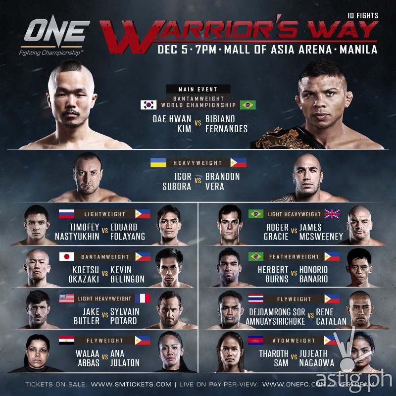 ONE FC Warrior's Way fight card