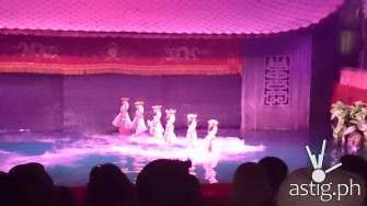 During the water puppet show