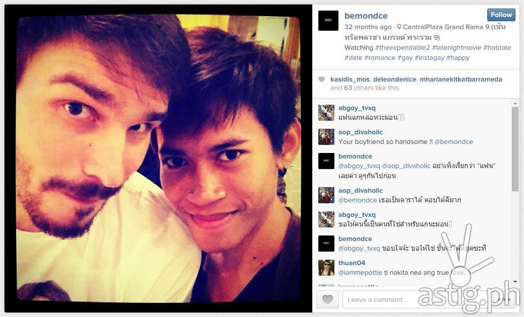 Naparuj Mond Kaendi first posted photos of him and his Caucasian boyfriend on August 2012