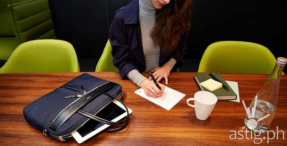 Knomo London gives laptop bags an extra flourish with the 14” slim Hanover briefcase in Black