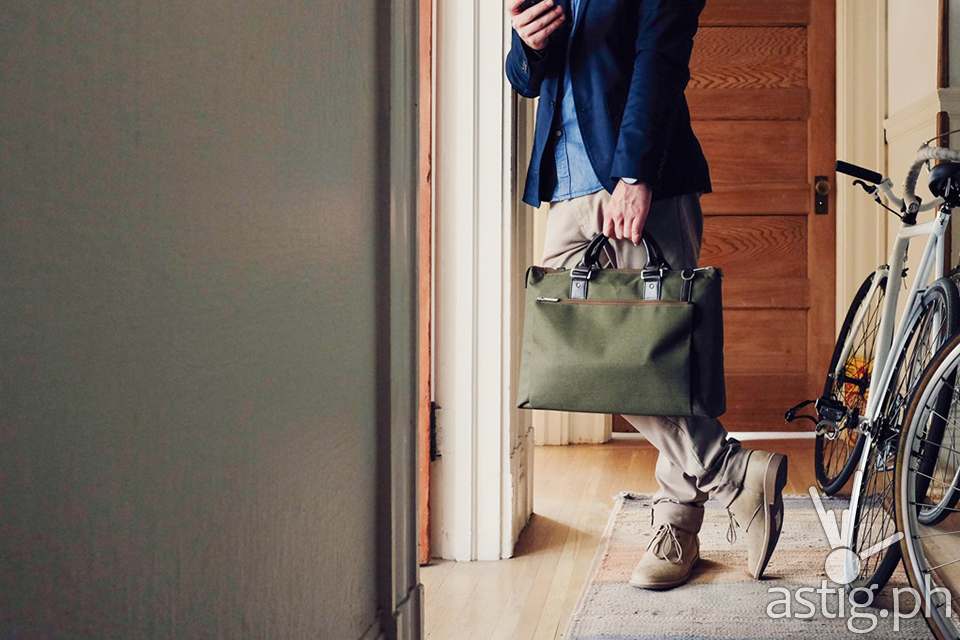 Moshi offers a sophisticated selection of laptop bags such as the Urbana Briefcase in Green