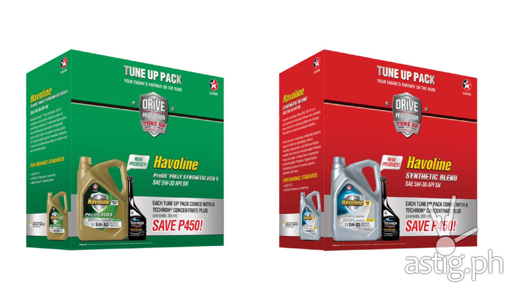 Havoline ProDS Fully Synthetic ECO 5 SAE 5W-30 and Havoline Synthetic Blend SAE 5W-30