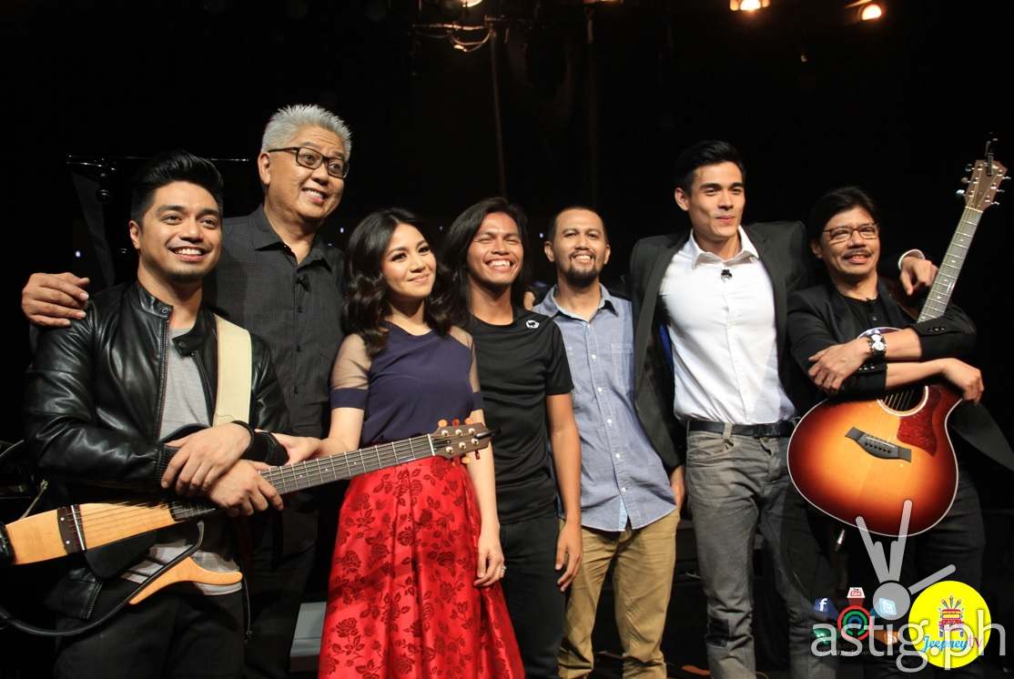 (L-R) Nyoy Volante, Ryan Cayabyab, Kyla, Bullet Dumas, Johnoy Danao, Xian Lim, and Cesar Aguas