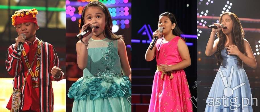 The Voice Kids season 2 Top 4 artists Reynan and Esang (Team Lea) and Elha and Sassa (Team Bamboo)
