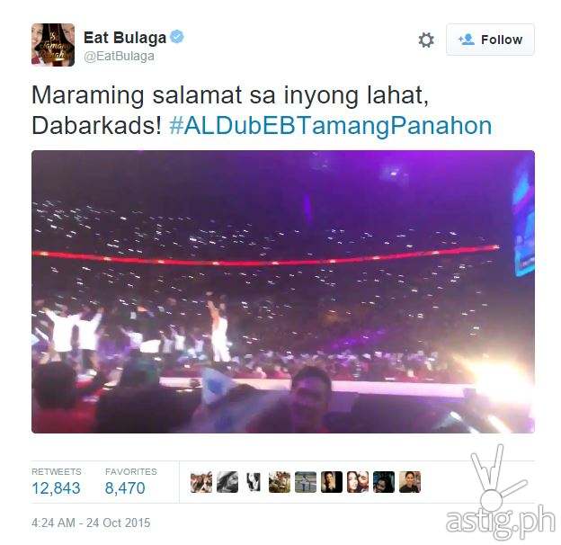 #ALDubEBTamangPanahon top tweet Eat Bulaga