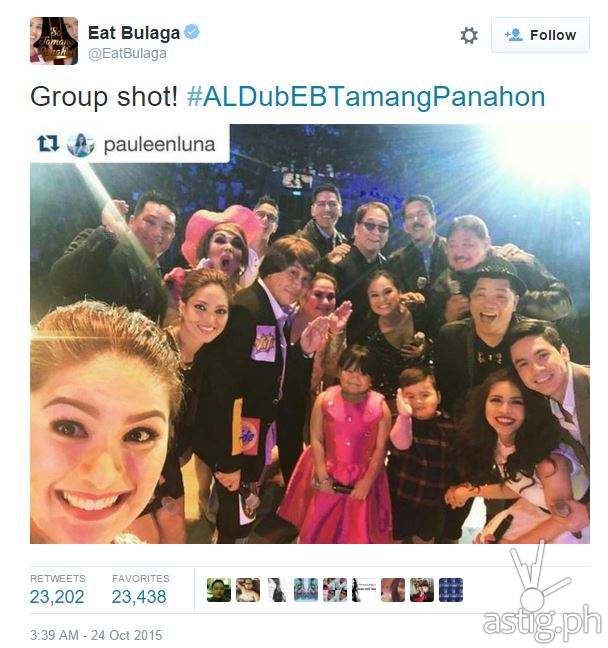 #ALDubEBTamangPanahon top tweet by Eat Bulaga