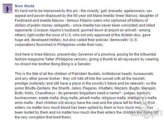 Impressed Facebook post by Noor Ilhuda