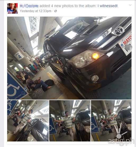 A screenshot of Faceook post-showing MAYOR parked in MIAA