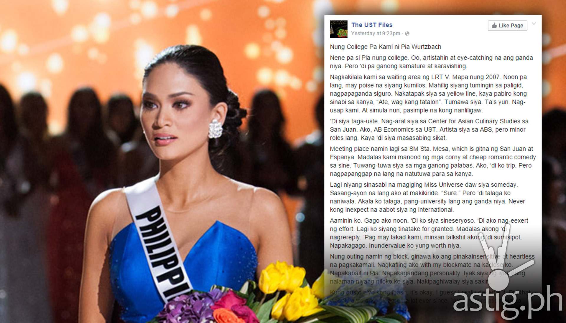 Pia Wurtzbach ex boyfriend posts on Facebook