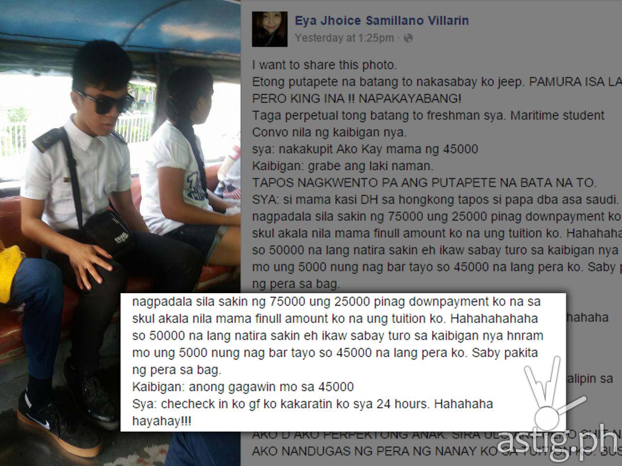 Perpetual student in jeepney
