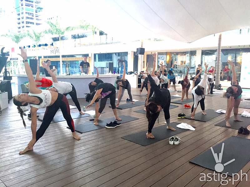 Yoga for the media attendees by Bubbles Paraiso (representing Beyond Yoga) was held earlier in the afternoon before the launch party. Photo by Star Sabroso