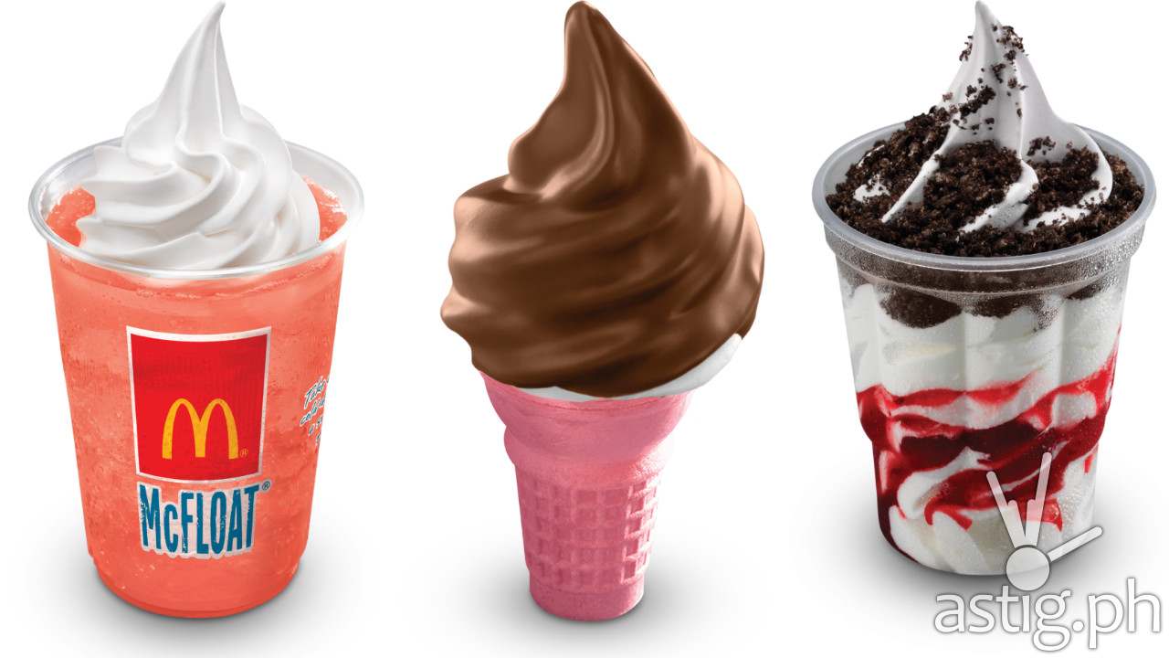 Strawberry Kiss Oreo Sundae, Red Velvet McFloat, and Choc Nut McDip