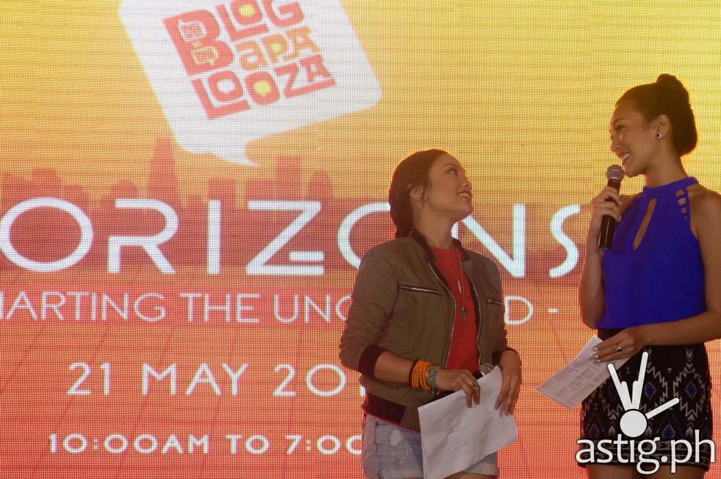 Vannah Pacis of Jam 88.3 and fashion model Bianca Guidotti sharing a moment at Blogapalooza 2016