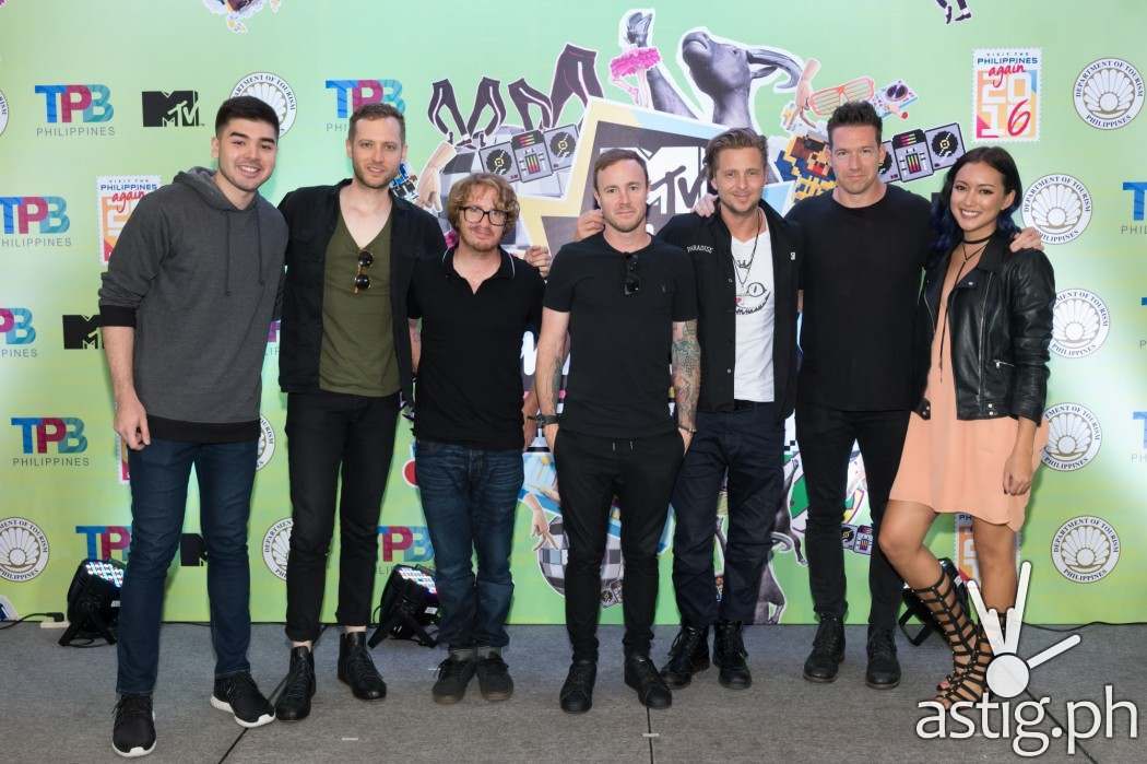 MTV VJ Andre Paras, OneRepublic & MTV VJ Hanli Hoefer at the MTV Music Evolution Manila 2016 Press Briefing on 24 Jun Pic 1 (Credit-MTV Asia & Kristian Dowling)