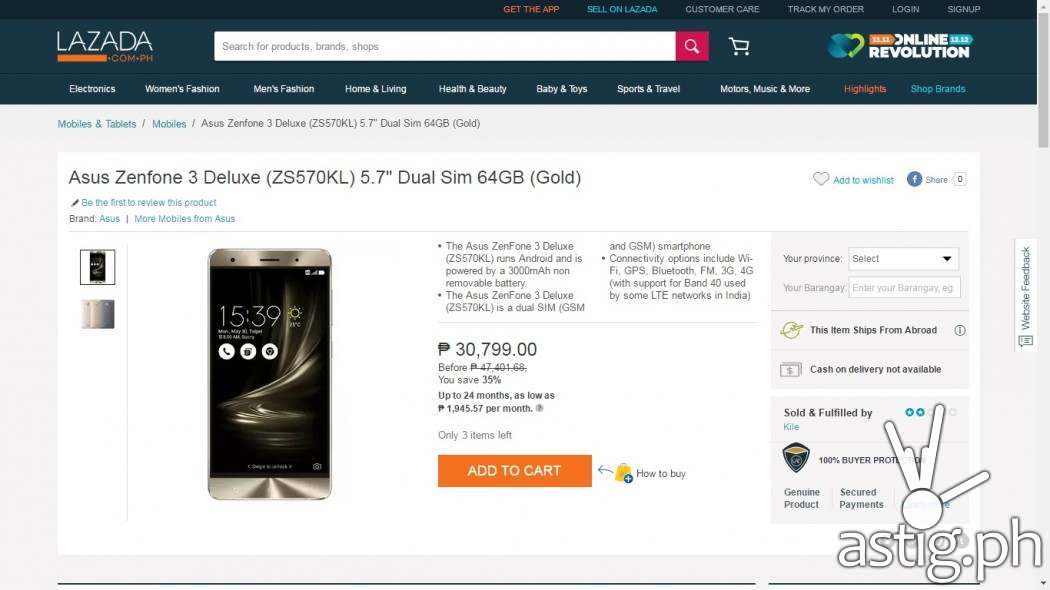 ASUS ZenFone 3 Deluxe on Lazada