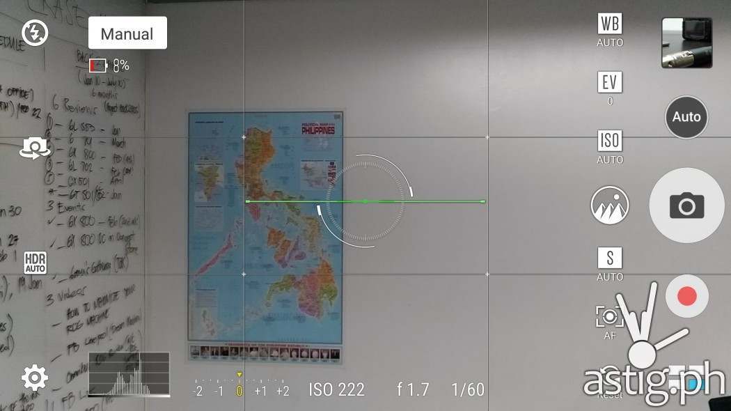 ASUS Zenfone 3 Zoom PixelMaster manual camera interface (normal zoom)