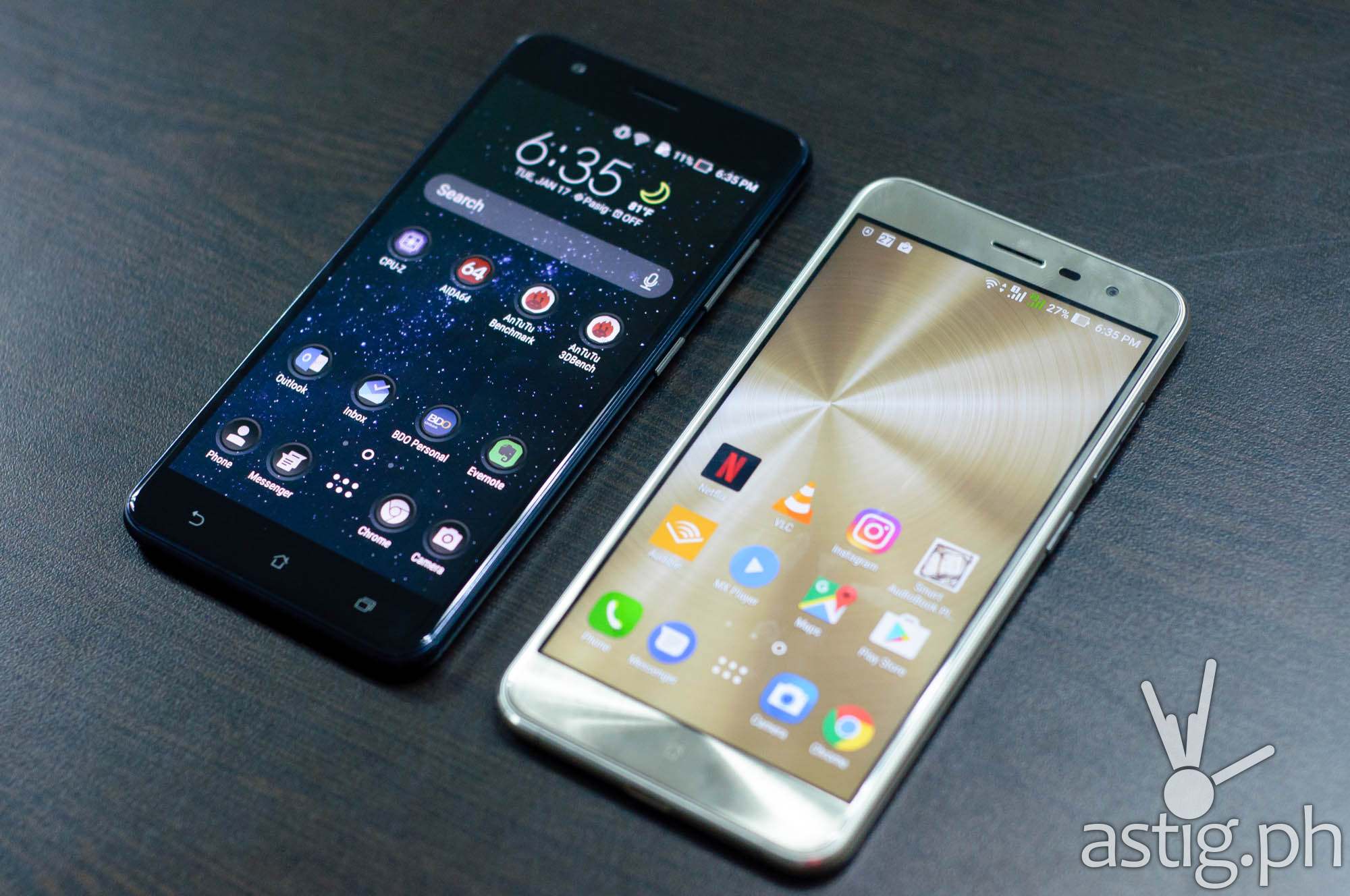 ASUS Zenfone 3 Zoom (left) vs ASUS Zenfone 3 5.5 (right) - front