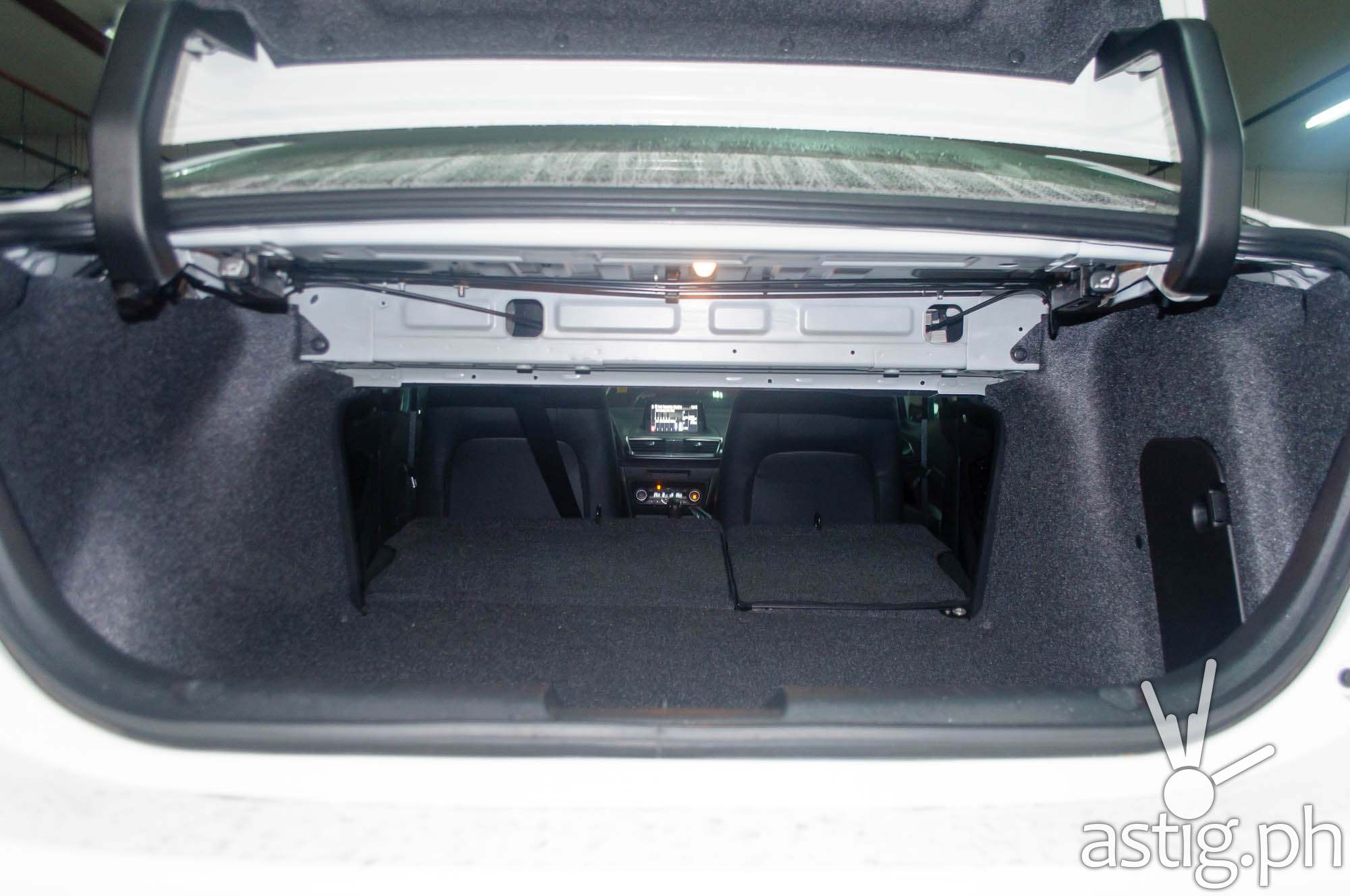 The rear seats on the Mazda3 Sedan can be folded to extend trunk storage