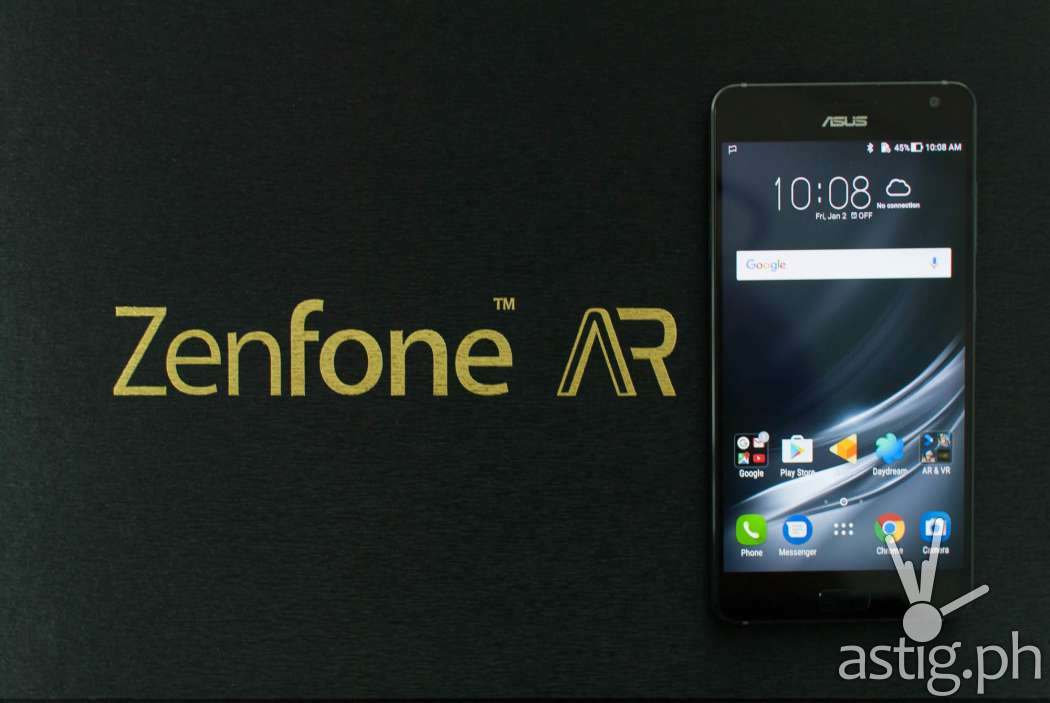 ASUS Zenfone AR front with media box