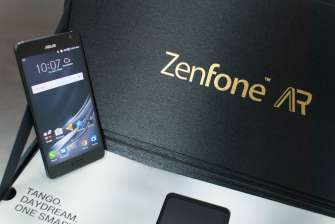 ASUS Zenfone AR standing with media box
