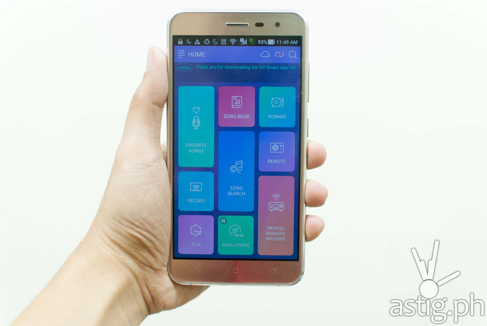 GV Smart App home screen - Grand Videoke Symphony 3 Pro