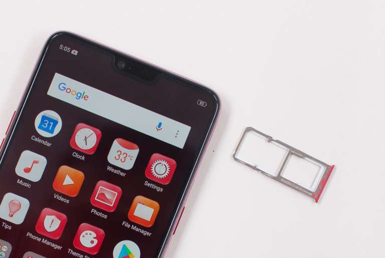 OPPO F7 dual SIM and MicroSD tray