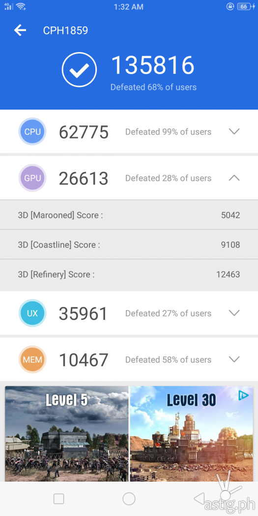 OPPO F7 3D benchmark - Antutu