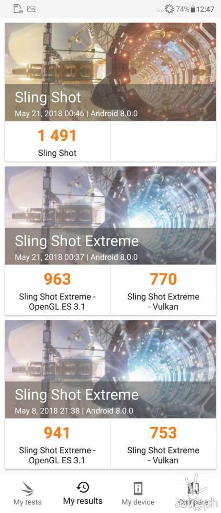 Zenfone 5 graphics test results - 3DMark Sling Shot
