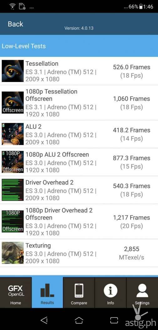 Zenfone 5 graphics test results - GFXBench