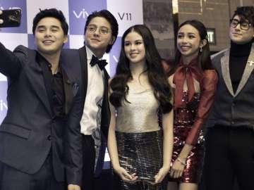 McCoy De Leon, Daniel Padilla, Kisses Delavin, Maymay Entrata, and Robert Barber at the Vivo V11 Philippine launch held in Bonifacio Global City, Taguig