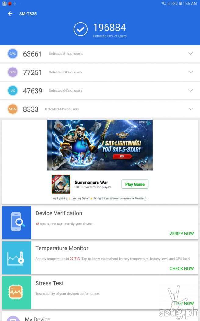 AnTuTu Benchmark - Samsung Galaxy Tab S4