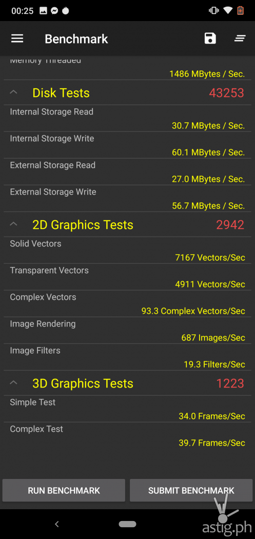 Performance benchmark (Passmark) disk & graphics - Nokia 6.1 Plus (Philippines)