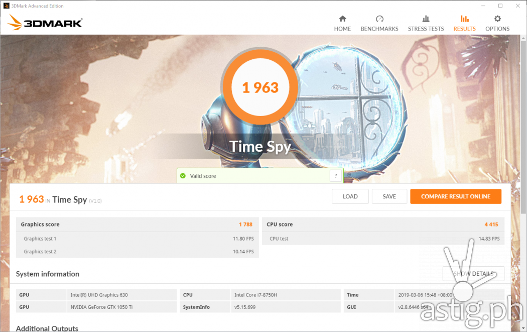 3DMark Time Spy - ASUS TUF Gaming FX705GE