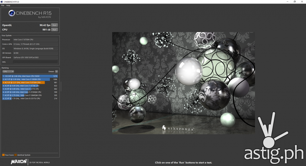 Cinebench r15 - FX705