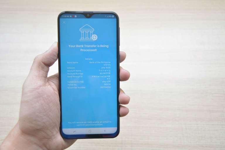 Successful money transfer to BPI via GCash Bank Transfer - handheld