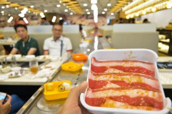 Meat conveyor belt - Hosaku International Buffet Philippines SM North Tower 2