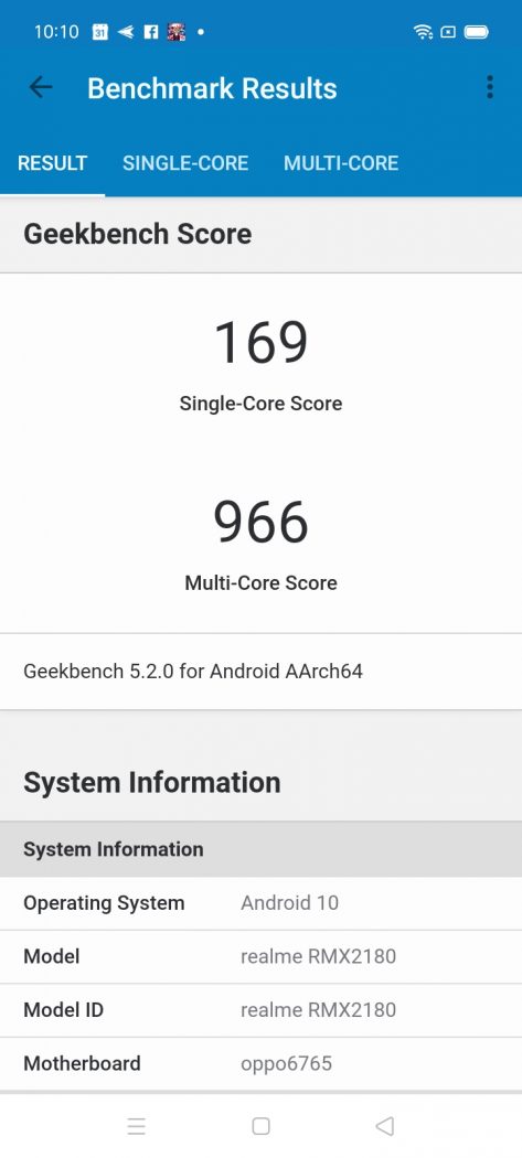 Geekbench performance benchmark - realme C15 (Philippines)