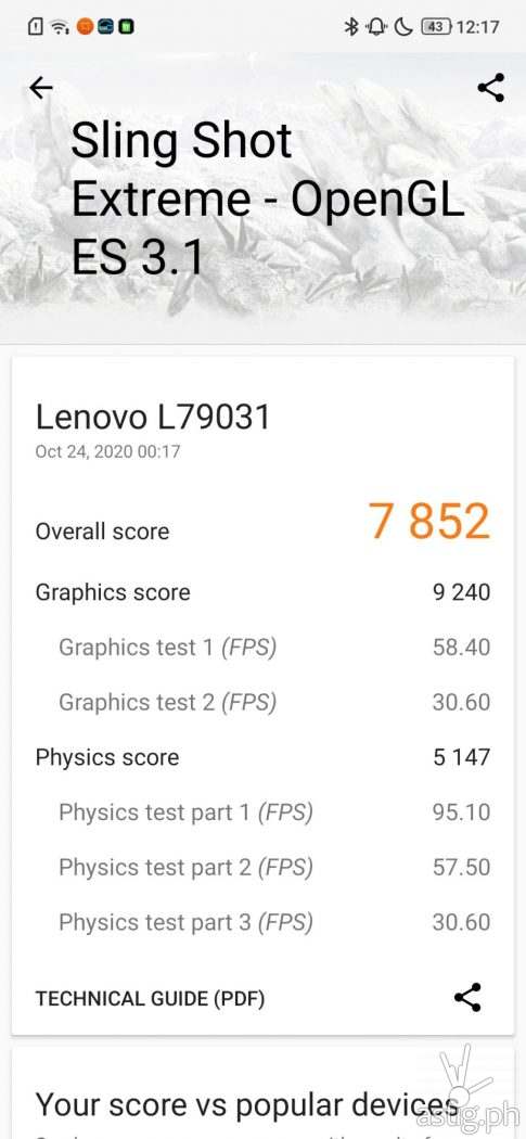 3DMark Sling Shot Extreme Performance Benchmark - Legion Phone Duel