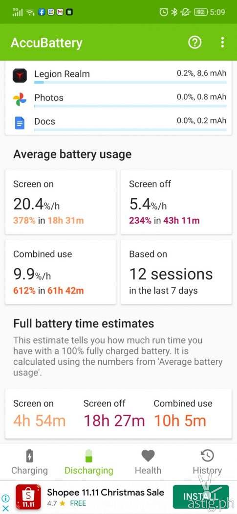 AccuBattery Battery Life Benchmark - Legion Phone Duel