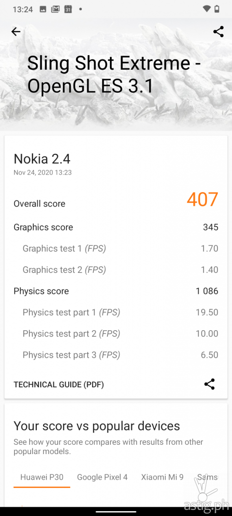 3DMark Sling Show Extreme performance benchmark - Nokia 2.4 (Philippines)