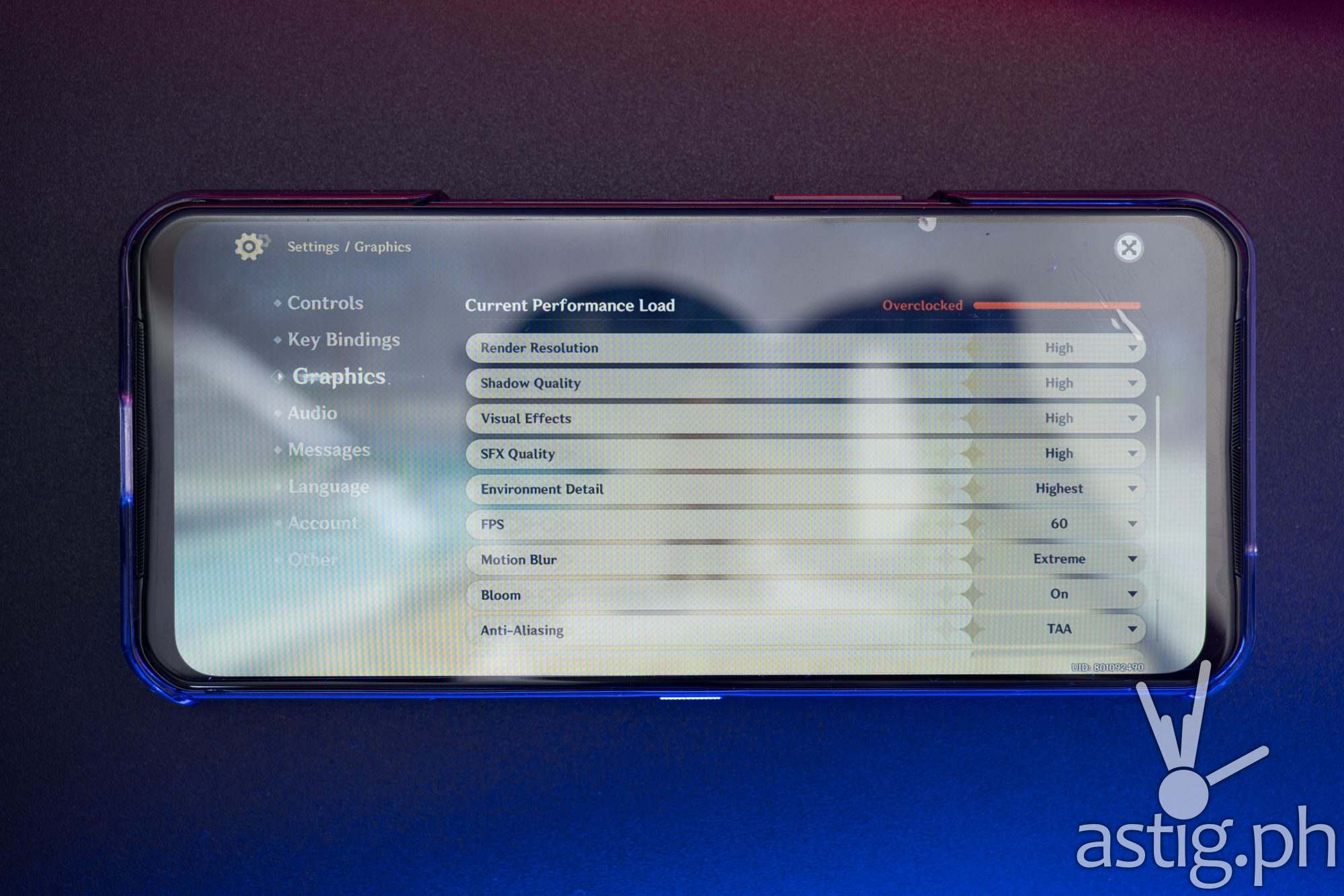Genshin Impact graphics settings - Legion Phone Duel 2 (Philippines)