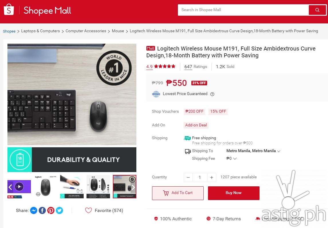 Logitech M191 Wireless Mouse sale Shopee Philippines