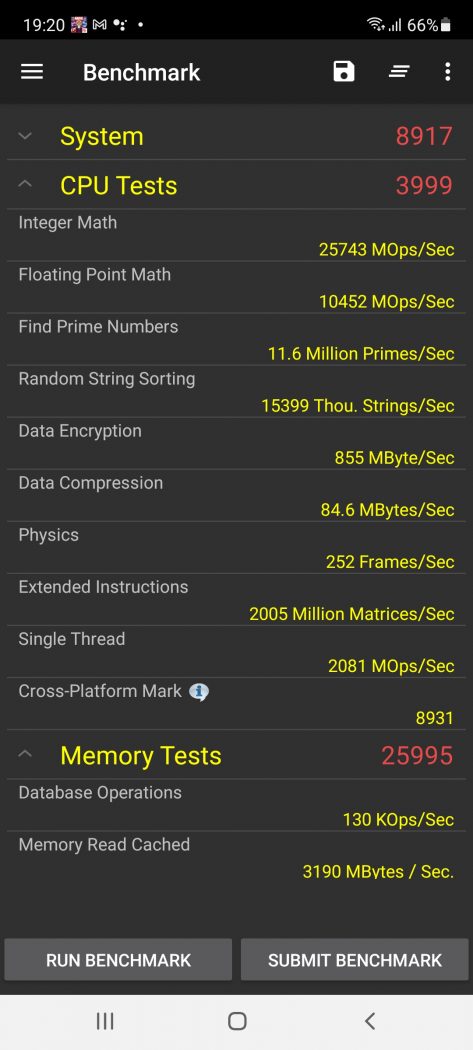 PassMark performance Benchmark - SAMSUNG Galaxy M52 5G (Philippines)